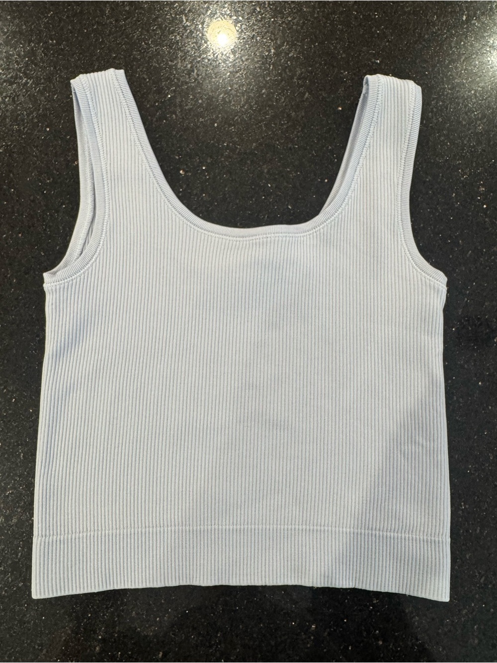 Athleta Girl Rise Above Rib Crop Tank - Light Blue/Greyish (M/8-10)